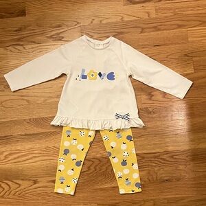 Mayoral white and Yellow girls Matching Set 18 months Flower